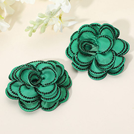 Elegant Rhinestone Rim Fabric Flower Clip On Accessory