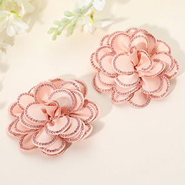Elegant Rhinestone Rim Fabric Flower Clip On Accessory