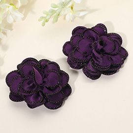 Elegant Rhinestone Rim Fabric Flower Clip On Accessory