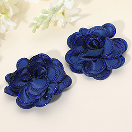 Elegant Rhinestone Rim Fabric Flower Clip On Accessory
