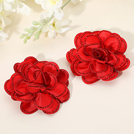 Elegant Rhinestone Rim Fabric Flower Clip On Accessory
