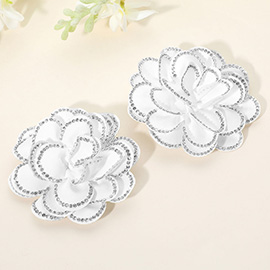 Elegant Rhinestone Rim Fabric Flower Clip On Accessory
