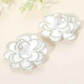 Elegant Rhinestone Rim Fabric Flower Clip On Accessory
