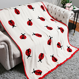 Ladybug Patterned Reversible Throw Blanket