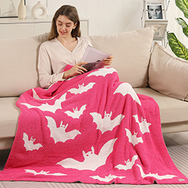 Halloween Bat Patterned Reversible Throw Blanket