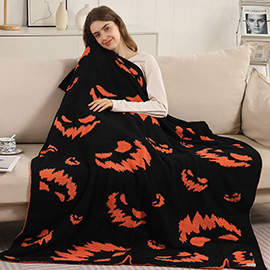 Halloween Bat Patterned Reversible Throw Blanket