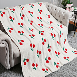 Cherry Patterned Reversible Throw Blanket