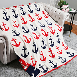 Anchor Patterned Reversible Throw Blanket