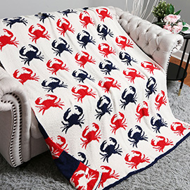 Crab Patterned Reversible Throw Blanket