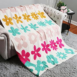 Mixed Flower Patterned Reversible Throw Blanket
