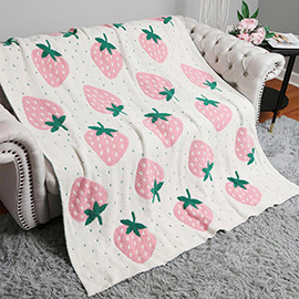 Strawberry Patterned Reversible Throw Blanket