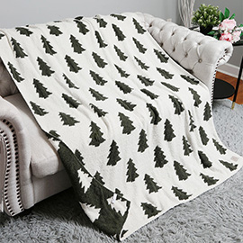 Pine Tree Patterned Reversible Throw Blanket