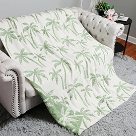 Palm Tree Patterned Reversible Throw Blanket