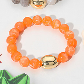 Marbled Resin Ball Beaded Stretch Bracelet
