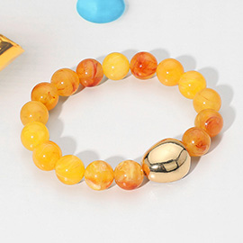 Marbled Resin Ball Beaded Stretch Bracelet