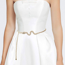 Rhinestone Paved Snake Chain Waist Belt