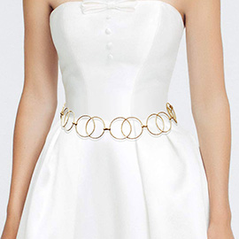 Metal Interlocking Circle Chain Waist Belt