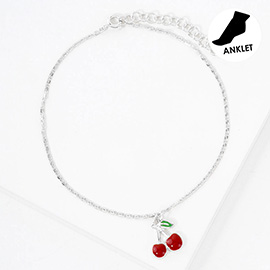 Gold Dipped Hypoallergenic Cherry Charm Anklet