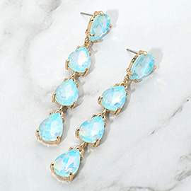 Teardrop Stone Link Dangle Evening Earrings