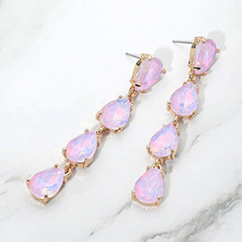 Teardrop Stone Link Dangle Evening Earrings