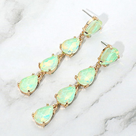 Teardrop Stone Link Dangle Evening Earrings