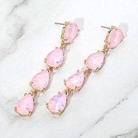 Teardrop Stone Link Dangle Evening Earrings