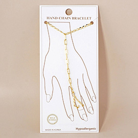Gold Dipped Paperclip Chain Hand Chain Bracelet