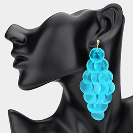 Oversized Transparent Colored Resin Disc Layered Chandelier Earrings