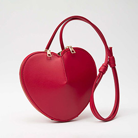 Faux Leather Heart Shaped Crossbody Bag