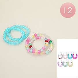 12 SET OF 2 - Faceted Beaded Stretch Multi Layered Bracelets