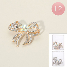 12PCS - Pearl Accent Rhinestone Paved Pin Brooch