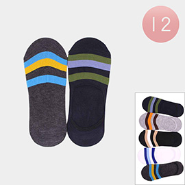 12Pairs - Striped No Show Socks
