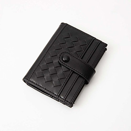 Faux Leather Classic Woven Card Holder Wallet