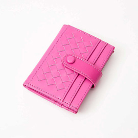 Faux Leather Classic Woven Card Holder Wallet