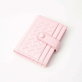 Faux Leather Classic Woven Card Holder Wallet