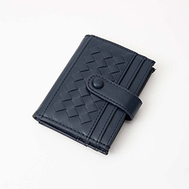 Faux Leather Classic Woven Card Holder Wallet
