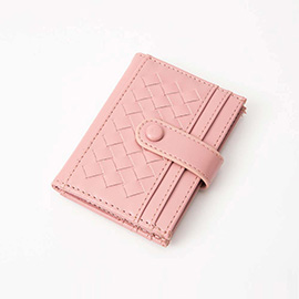 Faux Leather Classic Woven Card Holder Wallet