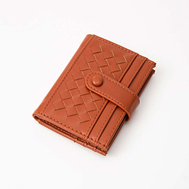 Faux Leather Classic Woven Card Holder Wallet