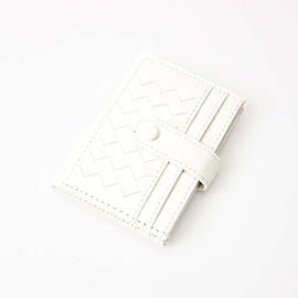 Faux Leather Classic Woven Card Holder Wallet