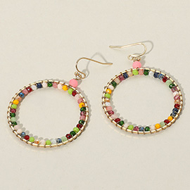 Faceted Beads Wrapped Open Circle Dangle Earrings