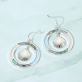 Abalone Ring Sea Shell Dangle Earrings