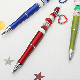 Heart Charm Drop Decorative Beaded Ball Pen