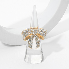 Rhinestone Paved Bow Stretch Ring