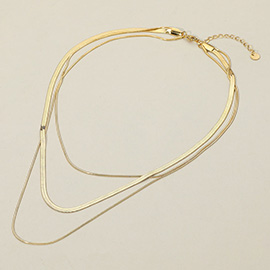 SECRET BOX_Stainless Steel Triple Layered Snake Chain Necklace