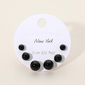 SECRET BOX_3 Pairs Pearl Stud Earrings Set