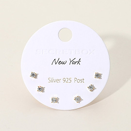 SECRET BOX_Classic Round Stone Stud Earring Set