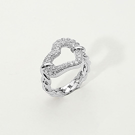 CZ Stone Paved Open Heart Ring