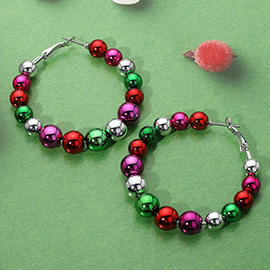 holiday Beaded Hoop Earrings