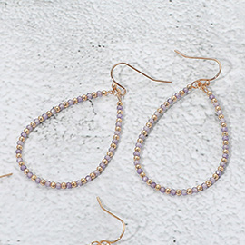 Colored CZ Beaded Open Teardrop Dangle Earrings