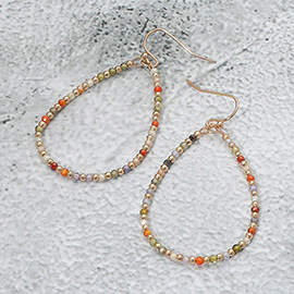 Colored CZ Beaded Open Teardrop Dangle Earrings